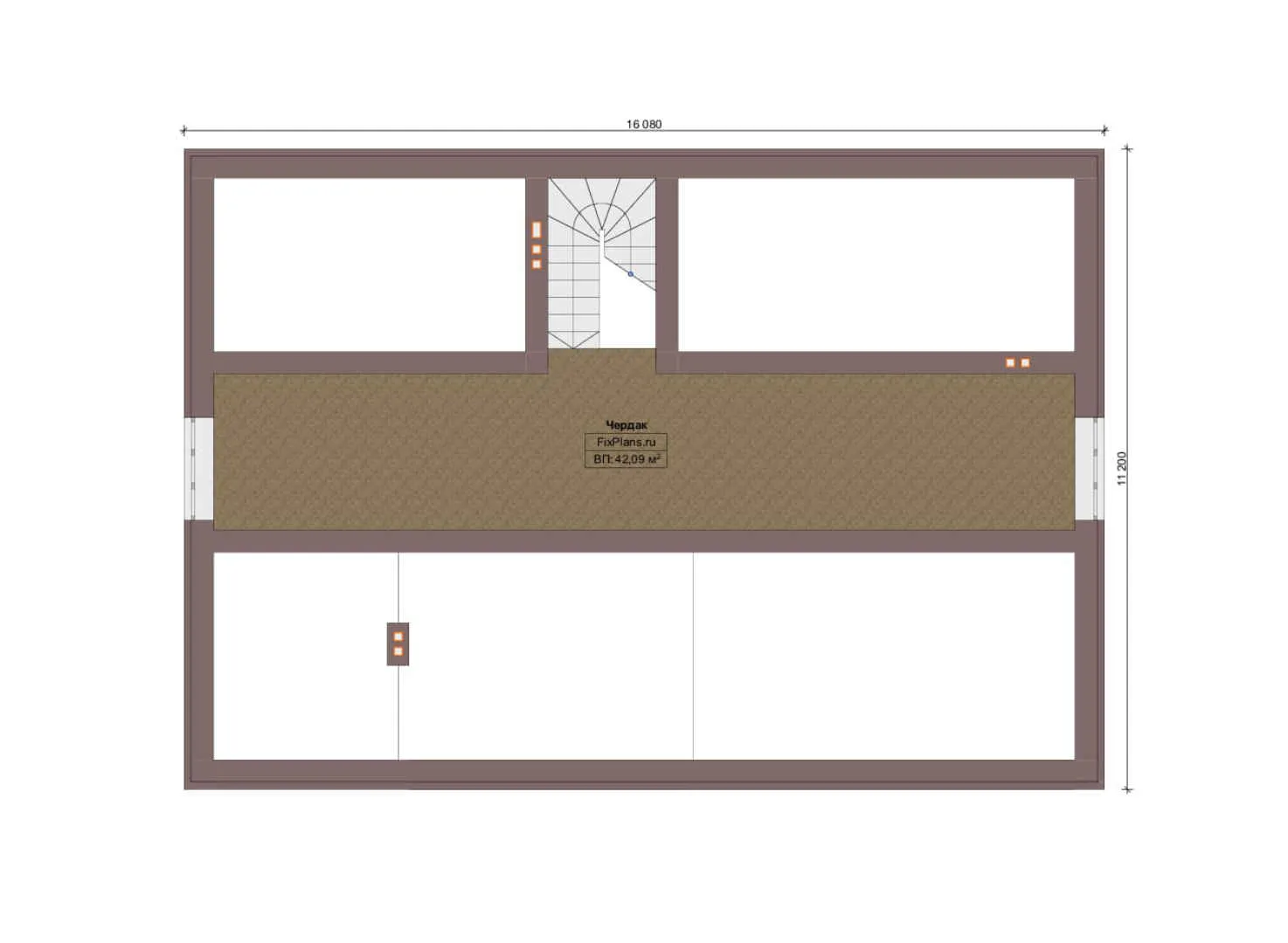 F-12887 - Планы дома с мансардой 13 на 18, площадью 200 м² с террасой и 3 спальнями