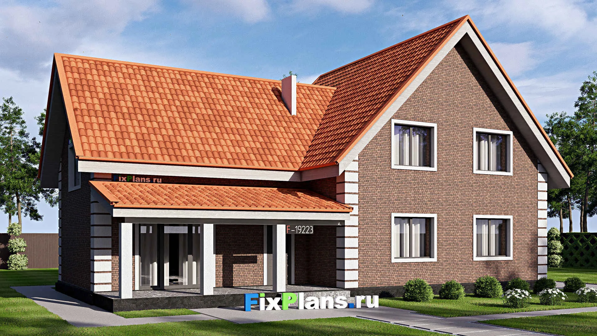 F-19223 - Проект дома с мансардой 9 на 17, площадью 200 м² с 3 спальнями