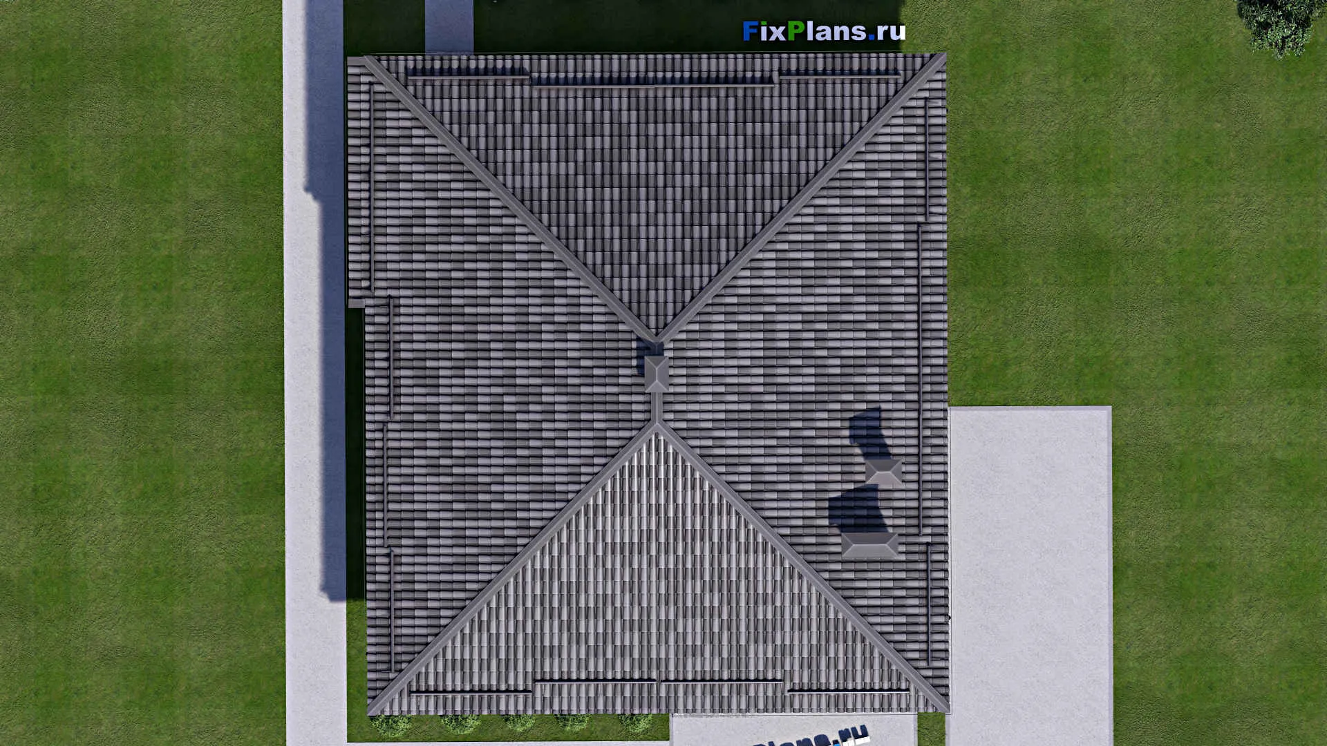 F-13022 - Проект одноэтажного дома 14 на 15, площадью 160 м² с террасой и 3 спальнями