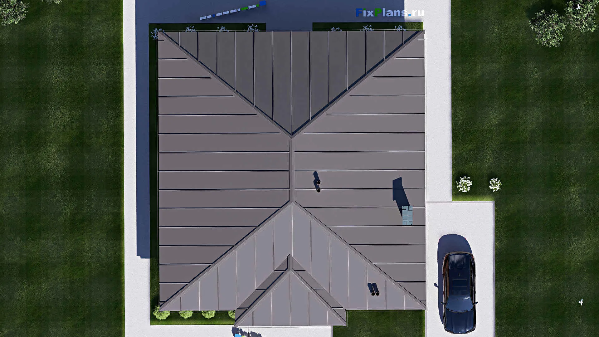 F-20510 - Проект одноэтажного дома 15 на 17, площадью 170 м² с 4 спальнями