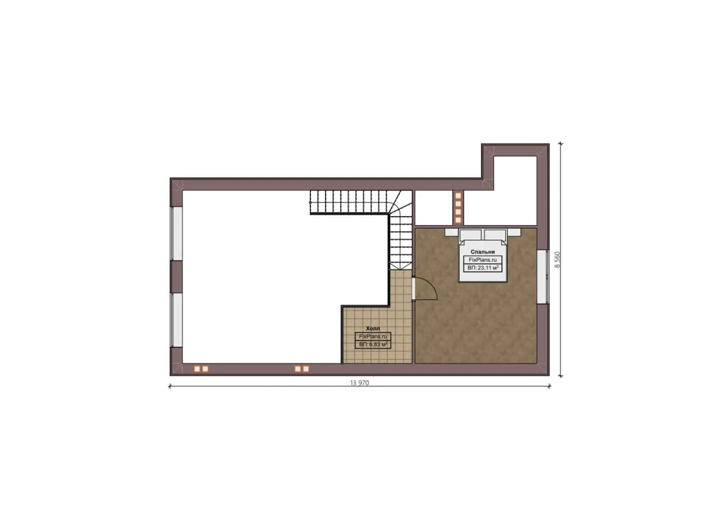 F-3959 - Планы дома с мансардой 14 на 17, площадью 190 м² с баней, бассейном и 1 спальнями