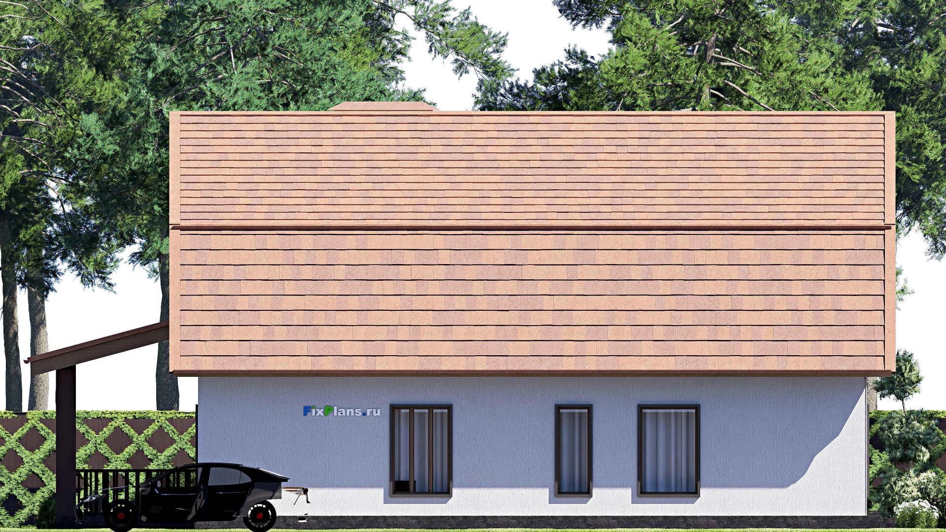 F-20249 - Проект дома с мансардой 12 на 17, площадью 290 м² с террасой, балконом, цокольным этажом и 6 спальнями