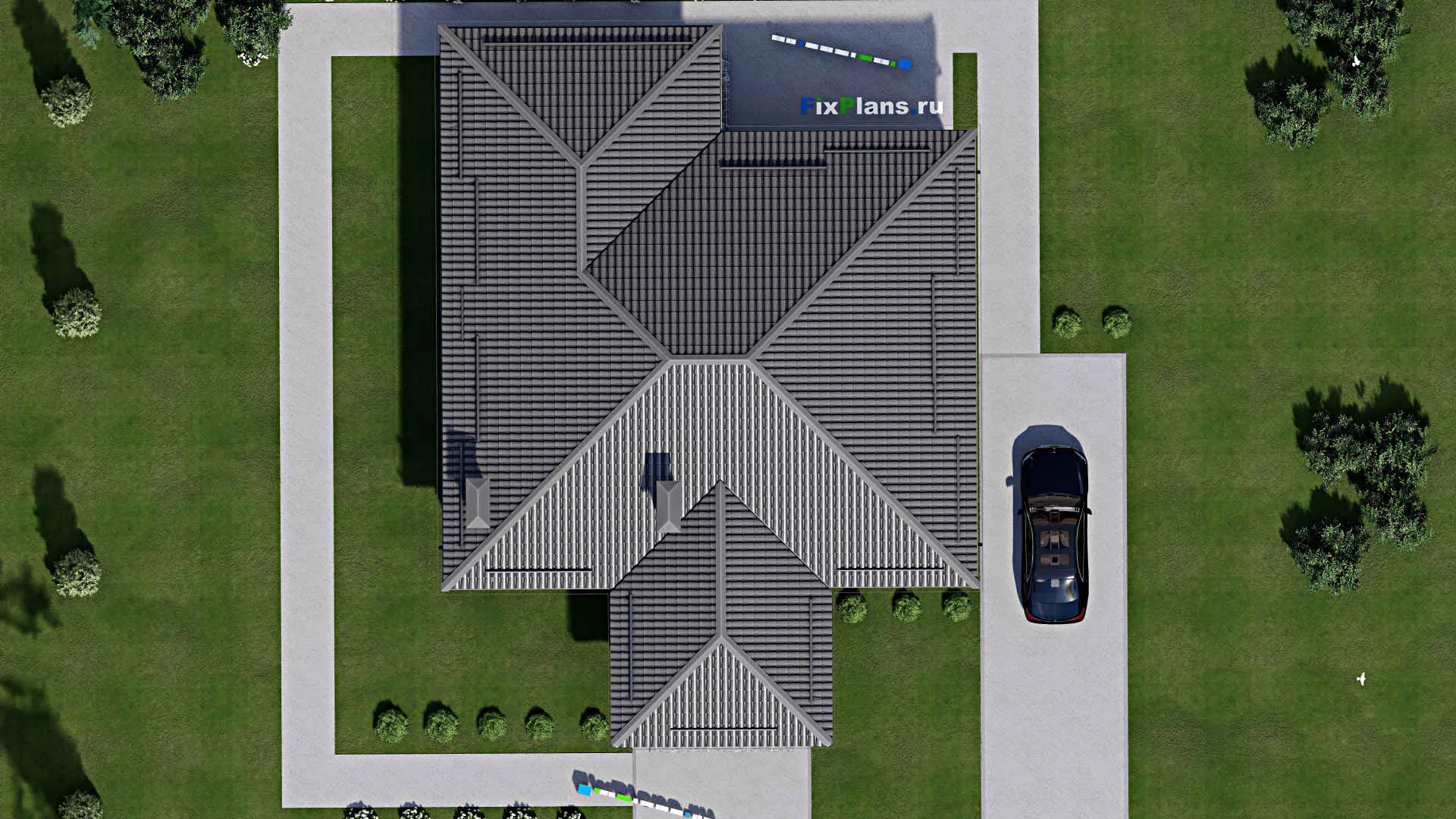 F-4121 - Проект одноэтажного дома 14 на 15, площадью 170 м² с террасой и 3 спальнями
