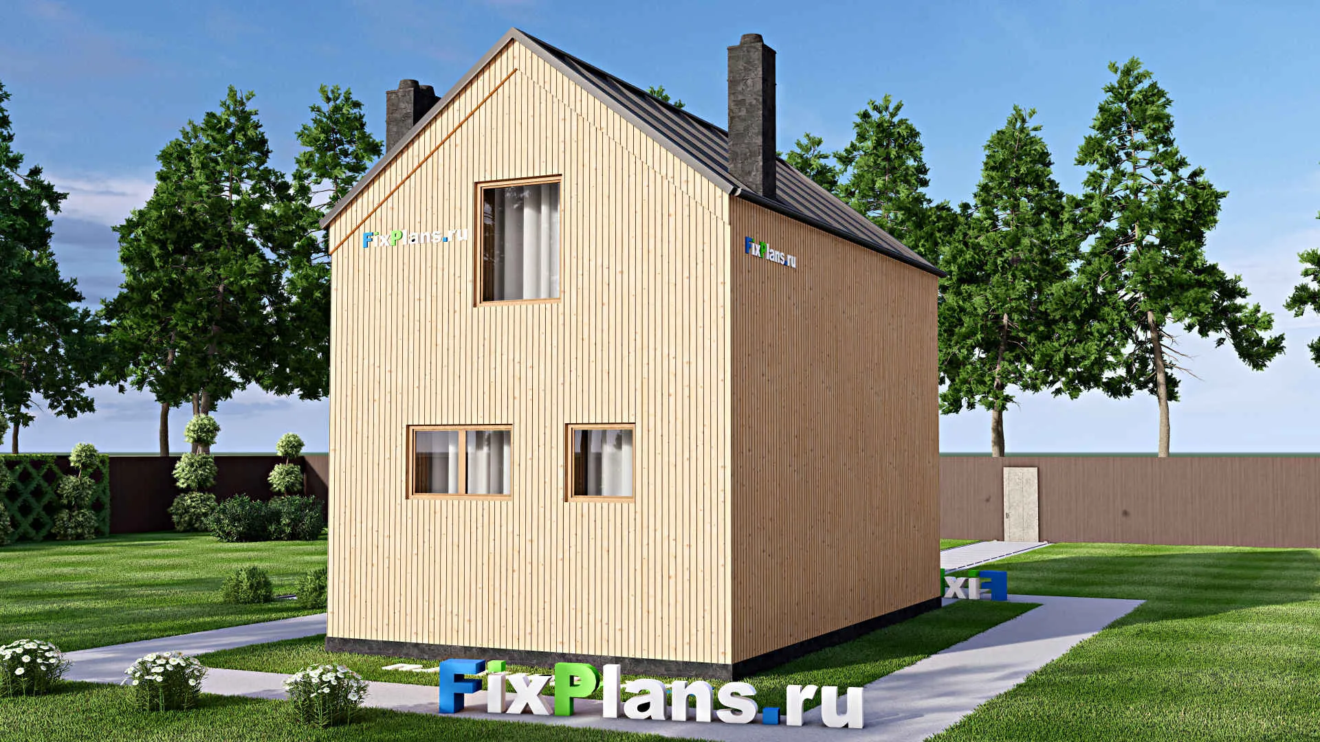 F-16469 - Планы двухэтажного дома 6 на 9, площадью 70 м² с 2 спальнями