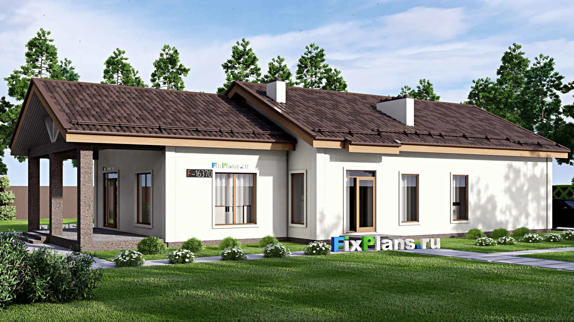 F-16370 - Проект одноэтажного дома 13 на 22, площадью 190 м² с 4 спальнями