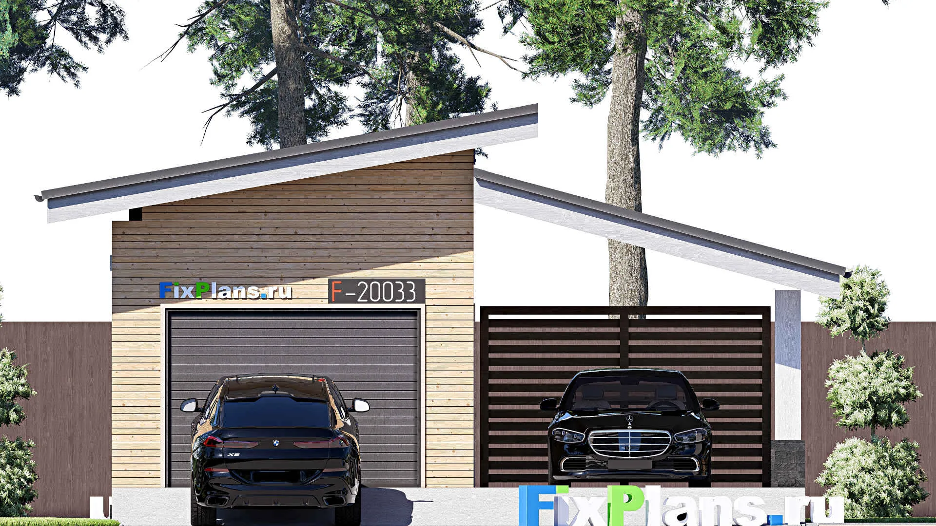 F-20033 - Проект гаража из газобетона 7 на 8, площадью 20 м² на 1 машиноместо