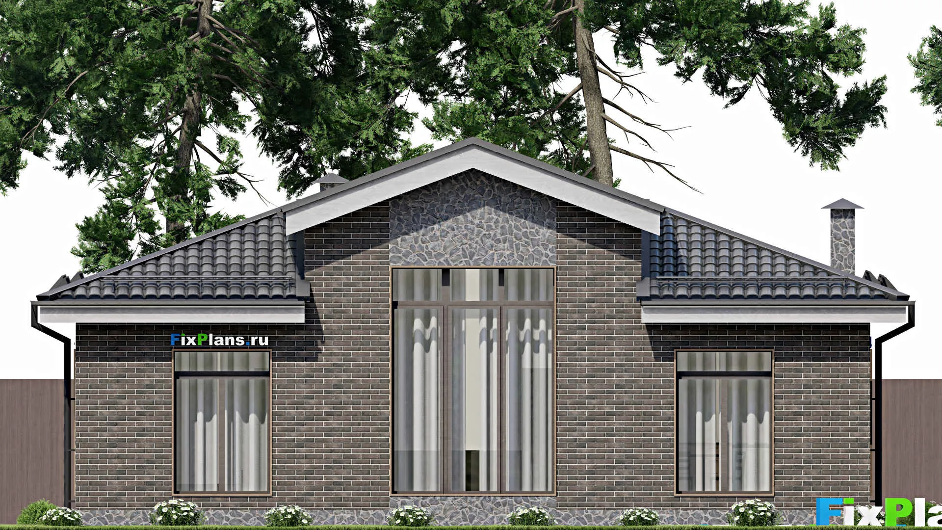 F-6956 - Проект одноэтажного дома 13 на 16, площадью 130 м² с 3 спальнями