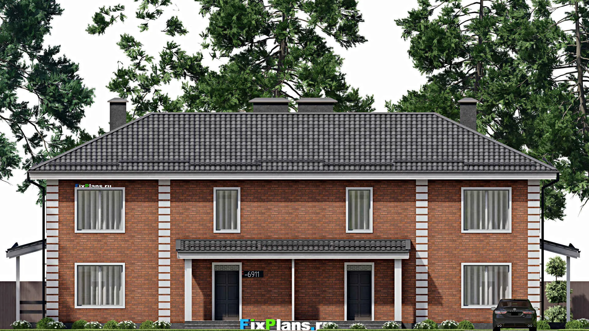 F-6911 - Проект двухэтажного дома 12 на 24, площадью 290 м² с 6 спальнями