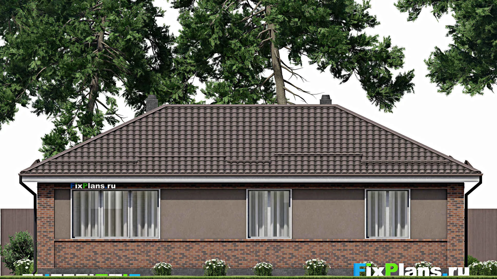 F-3320 - Проект одноэтажного дома 9 на 15, площадью 90 м² с 3 спальнями