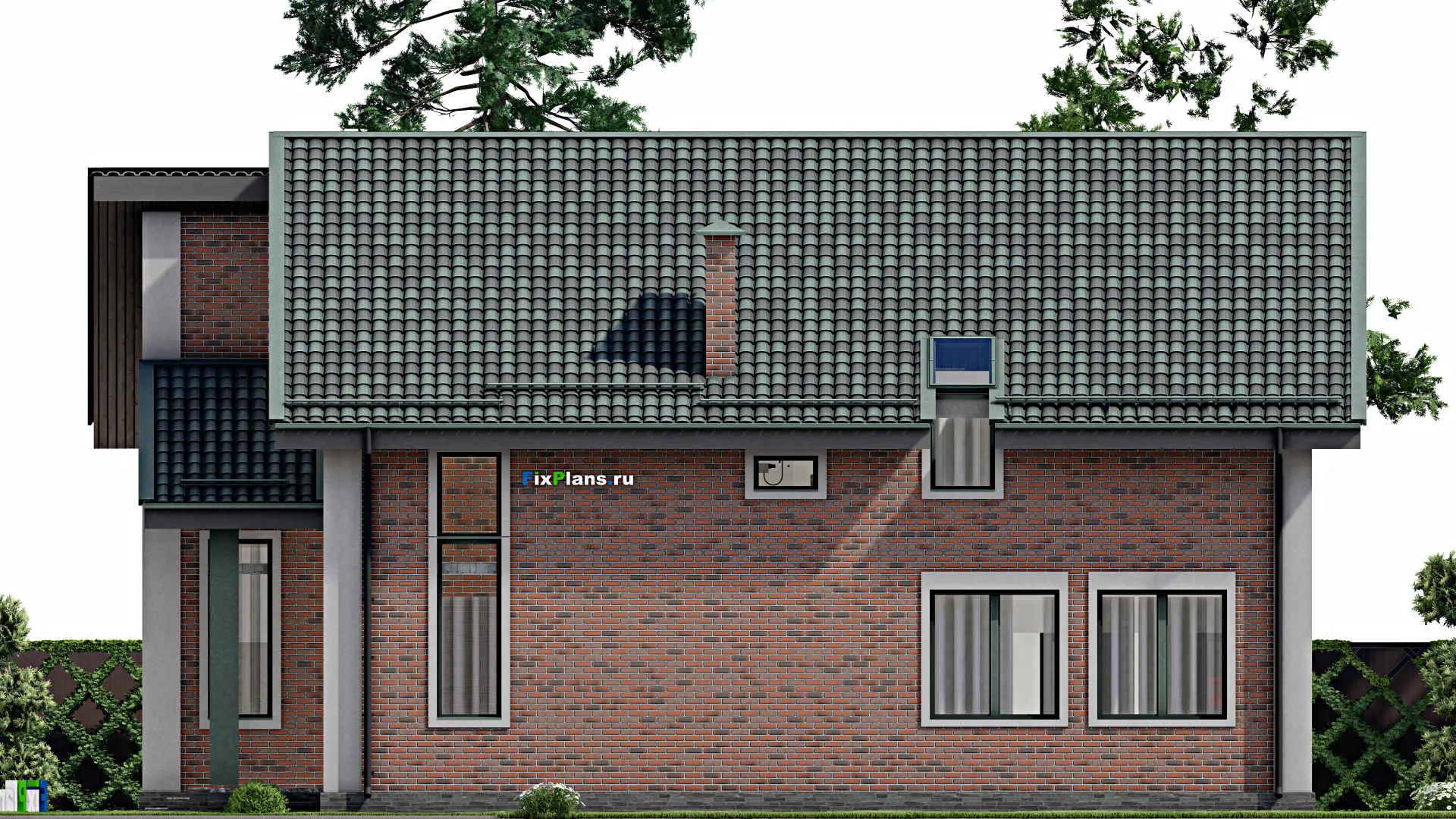 F-8891 - Проект дома с мансардой 16 на 17, площадью 300 м² с 5 спальнями