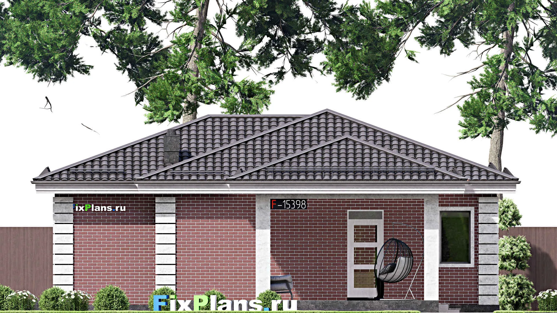 F-15398 - Проект бани 14 на 17, площадью 130 м² с комнатой отдыха, терассой и санузлом