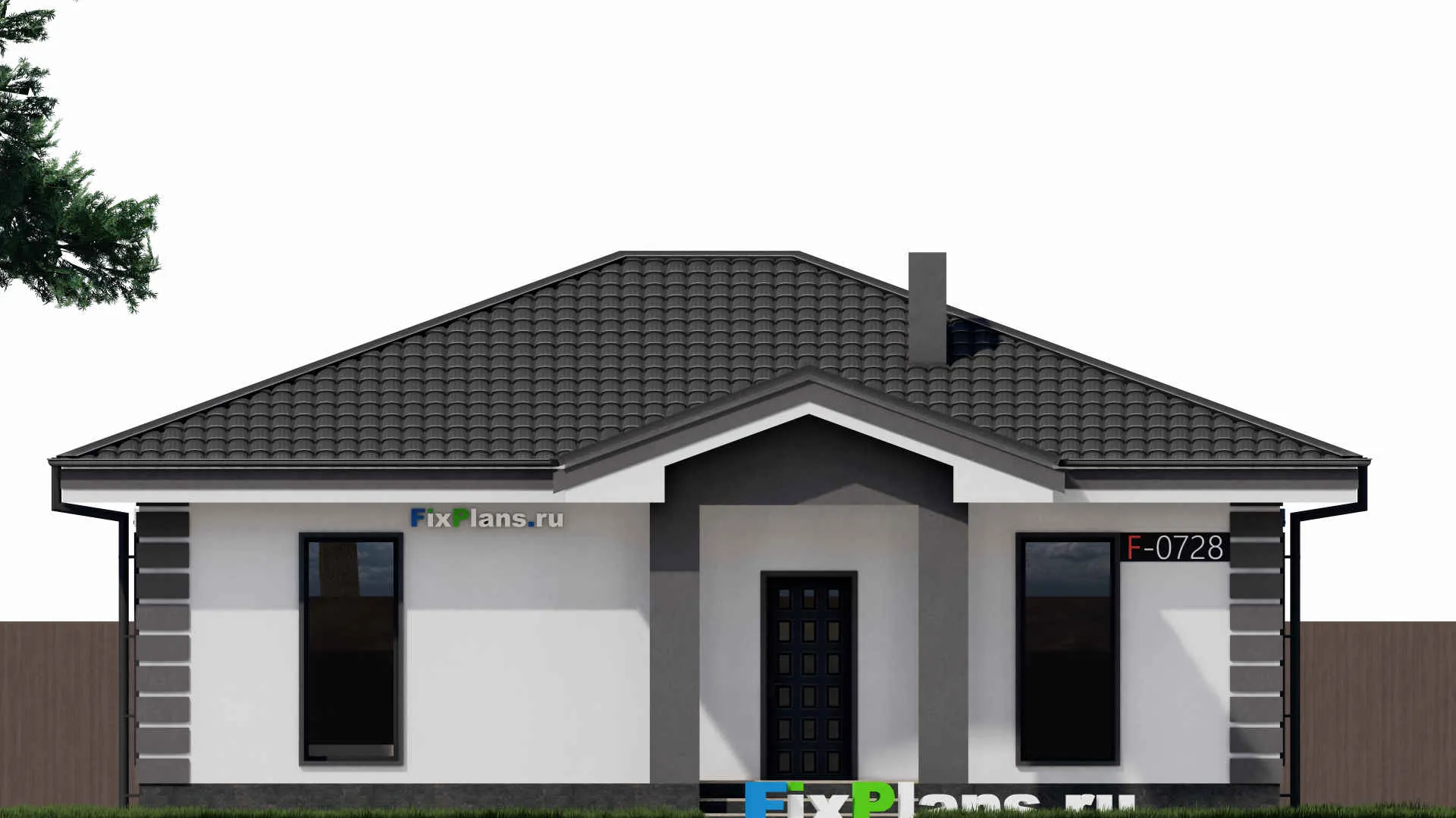 F-0728 - План одноэтажного дома 10 на 12, площадью 90 м² с 2 спальнями