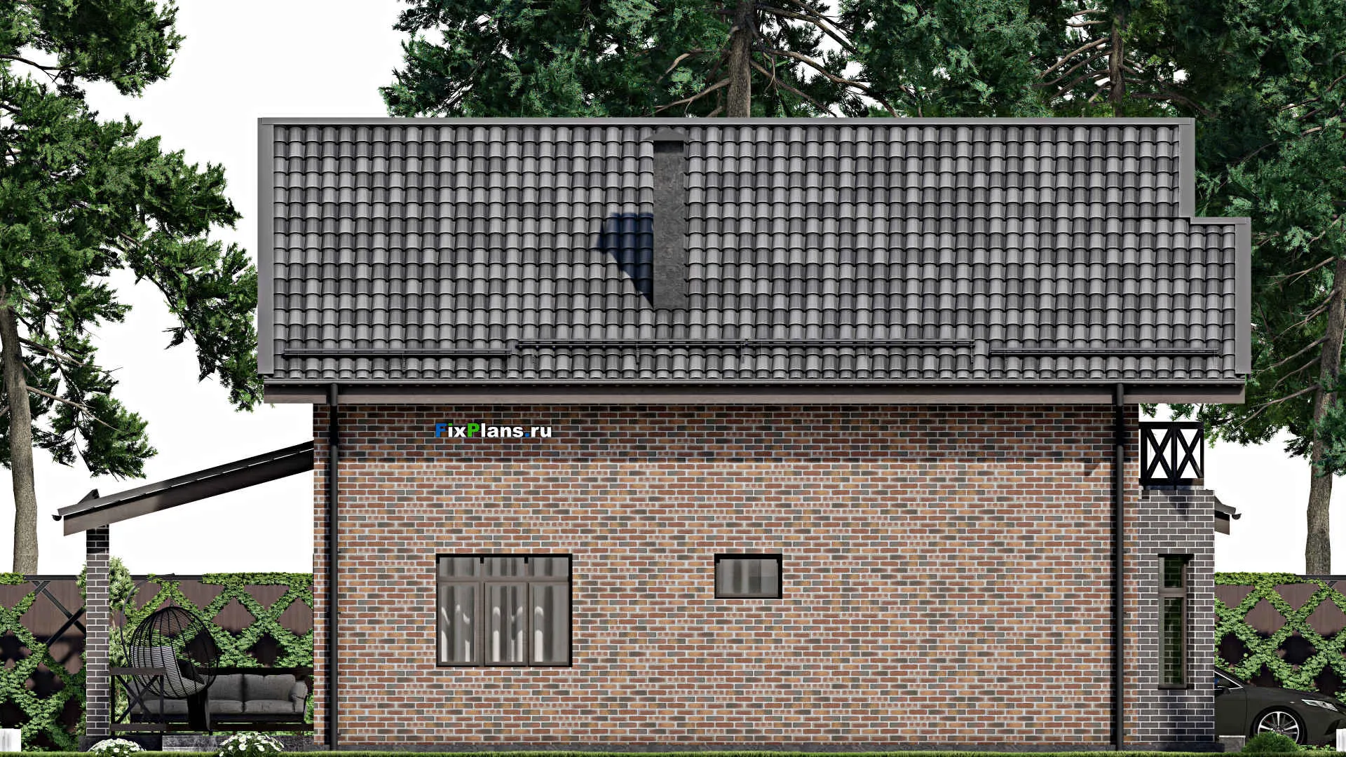 F-6479 - Проект дома с мансардой 9 на 12, площадью 150 м² с террасой, балконом и 5 спальнями