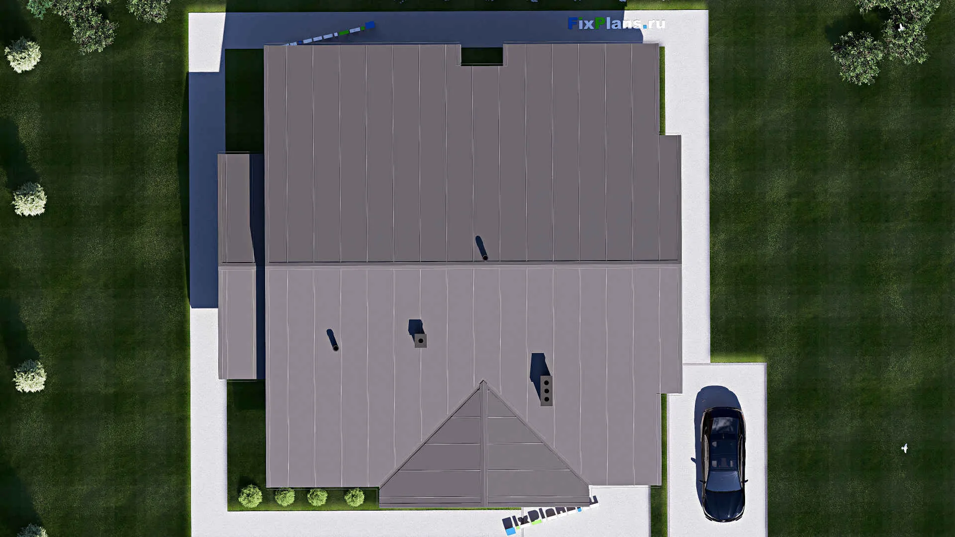 F-18017 - Проект одноэтажного дома 17 на 17, площадью 170 м² с 3 спальнями