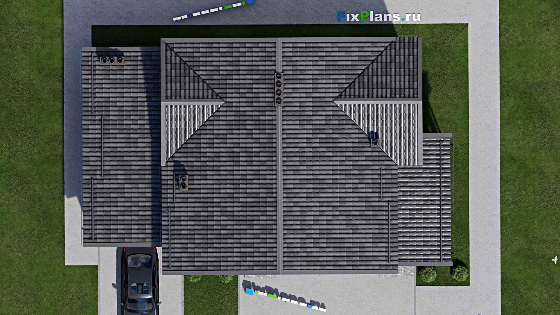 F-8603 - Проект дома с мансардой 10 на 17, площадью 200 м² с террасой, балконом, гаражом на 1 машину, вторым светом и 4 спальнями