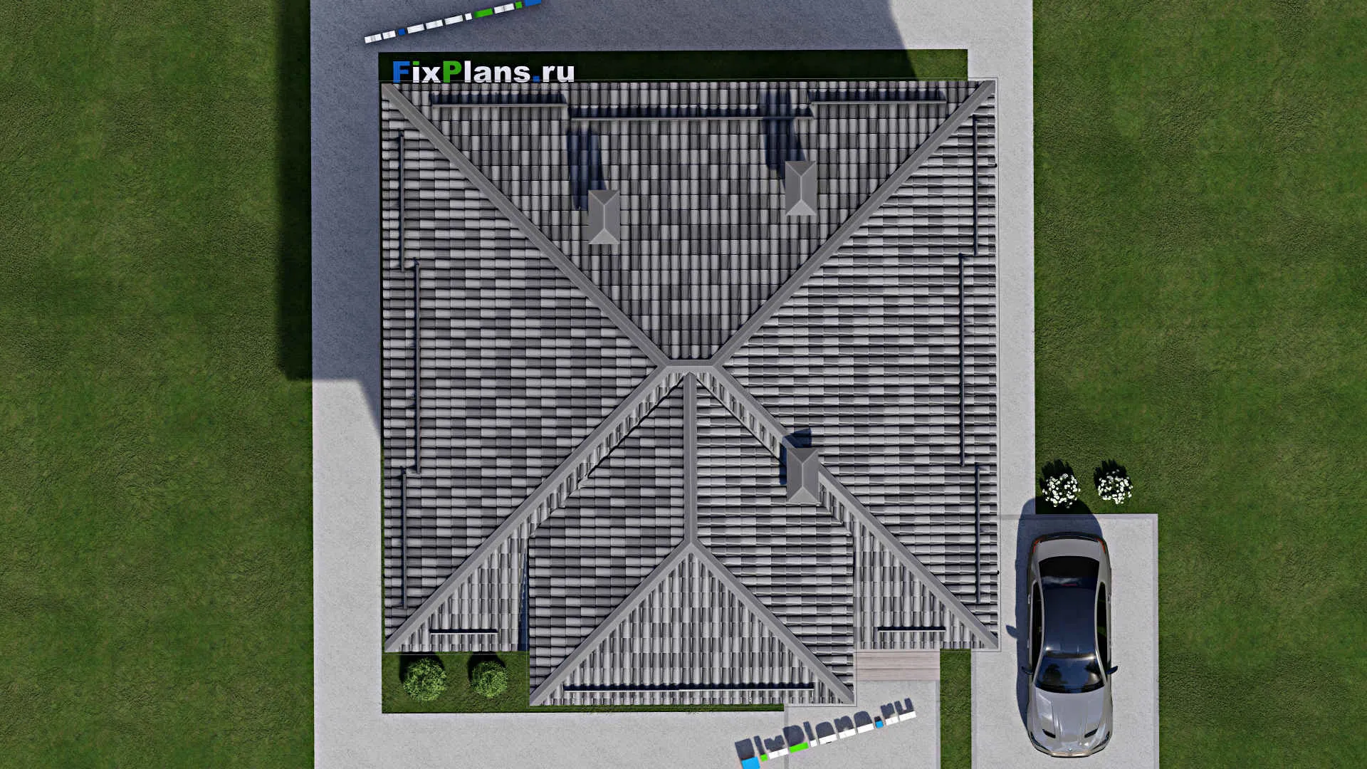 F-12131 - Проект двухэтажного дома 12 на 12, площадью 180 м² с балконом и 4 спальнями