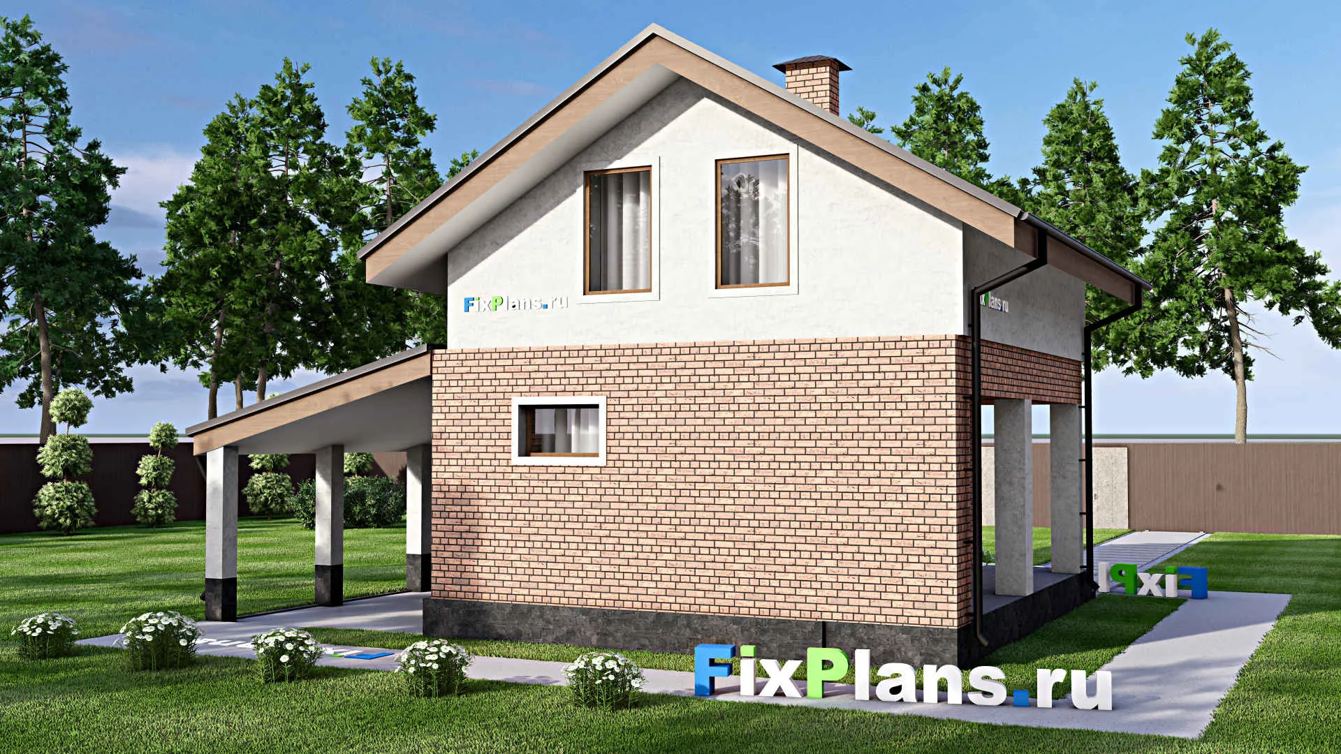 F-14642 - Проект бани 8 на 11, площадью 70 м² с комнатой отдыха, мансардой, санузлом и 2 спальнями