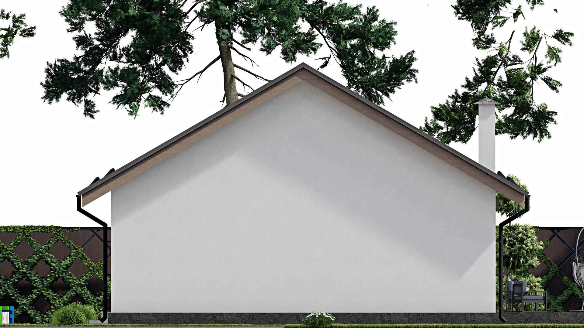 F-10988 - Проект одноэтажного дома 14 на 15, площадью 150 м² с террасой и 2 спальнями