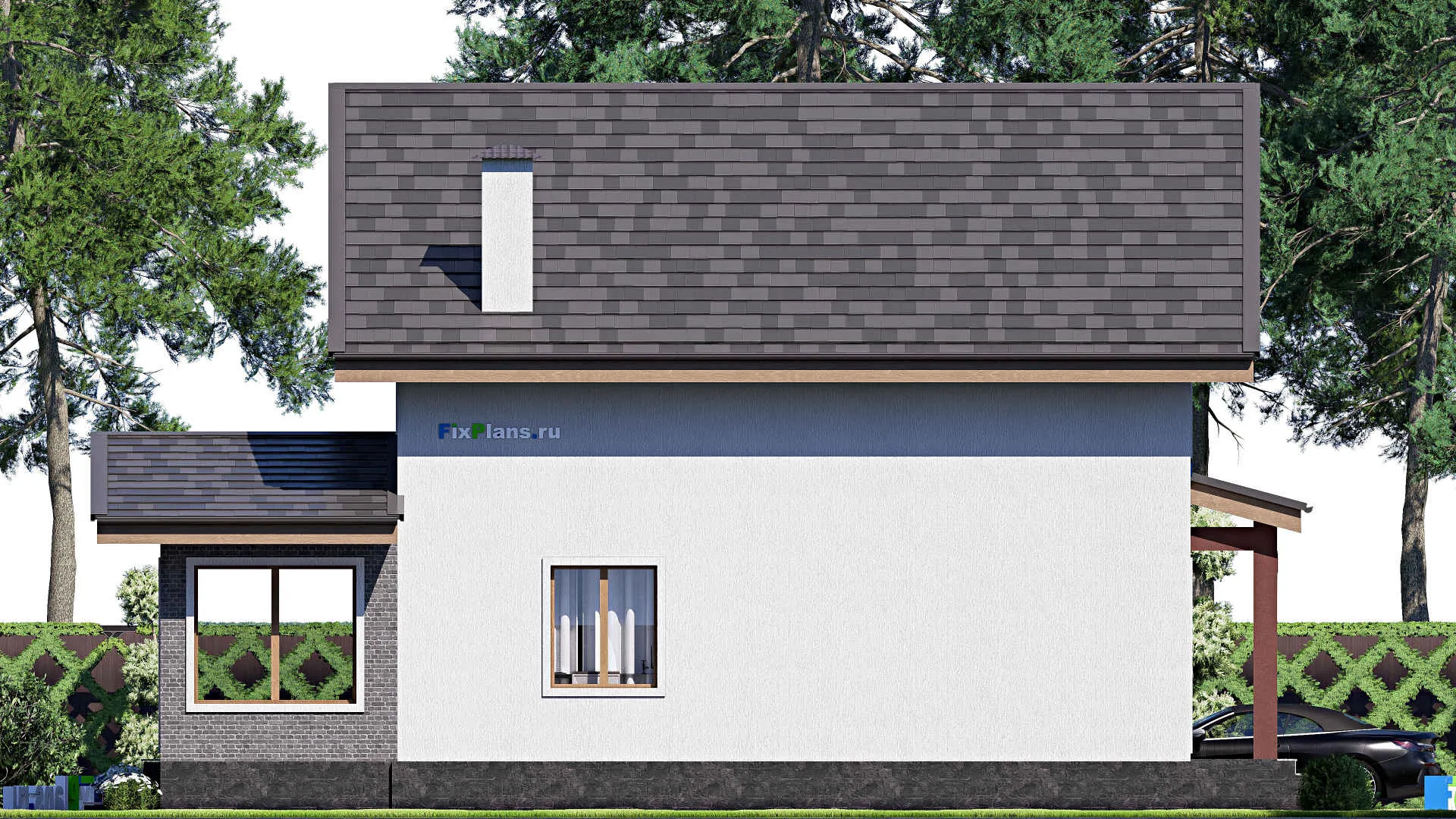 F-20069 - Проект дома с мансардой 10 на 15, площадью 170 м² с террасой и 4 спальнями