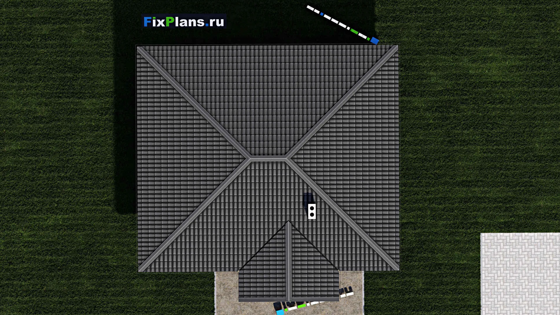 F-0728 - План одноэтажного дома 10 на 12, площадью 90 м² с 2 спальнями