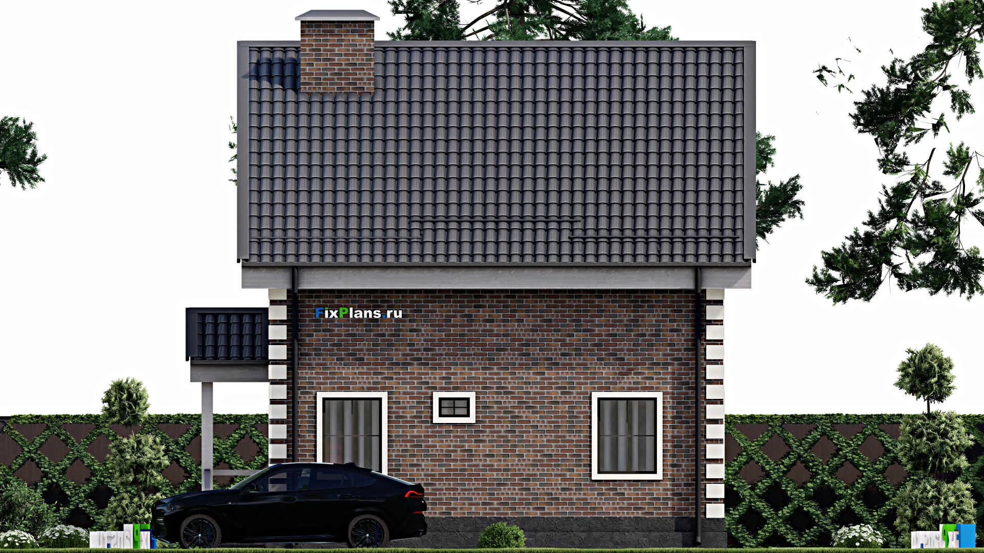 F-5543 - Проект дома с мансардой 8 на 8, площадью 100 м² с 3 спальнями