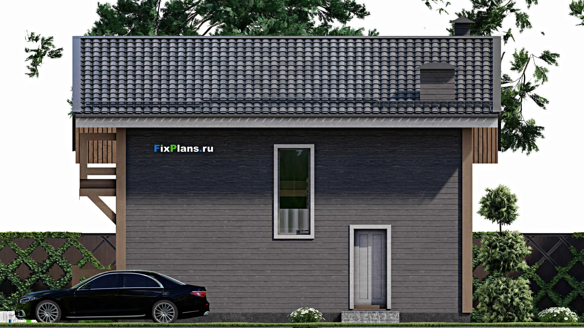 F-10232 - Планы дома с мансардой 11 на 13, площадью 170 м² с террасой, балконом и 4 спальнями