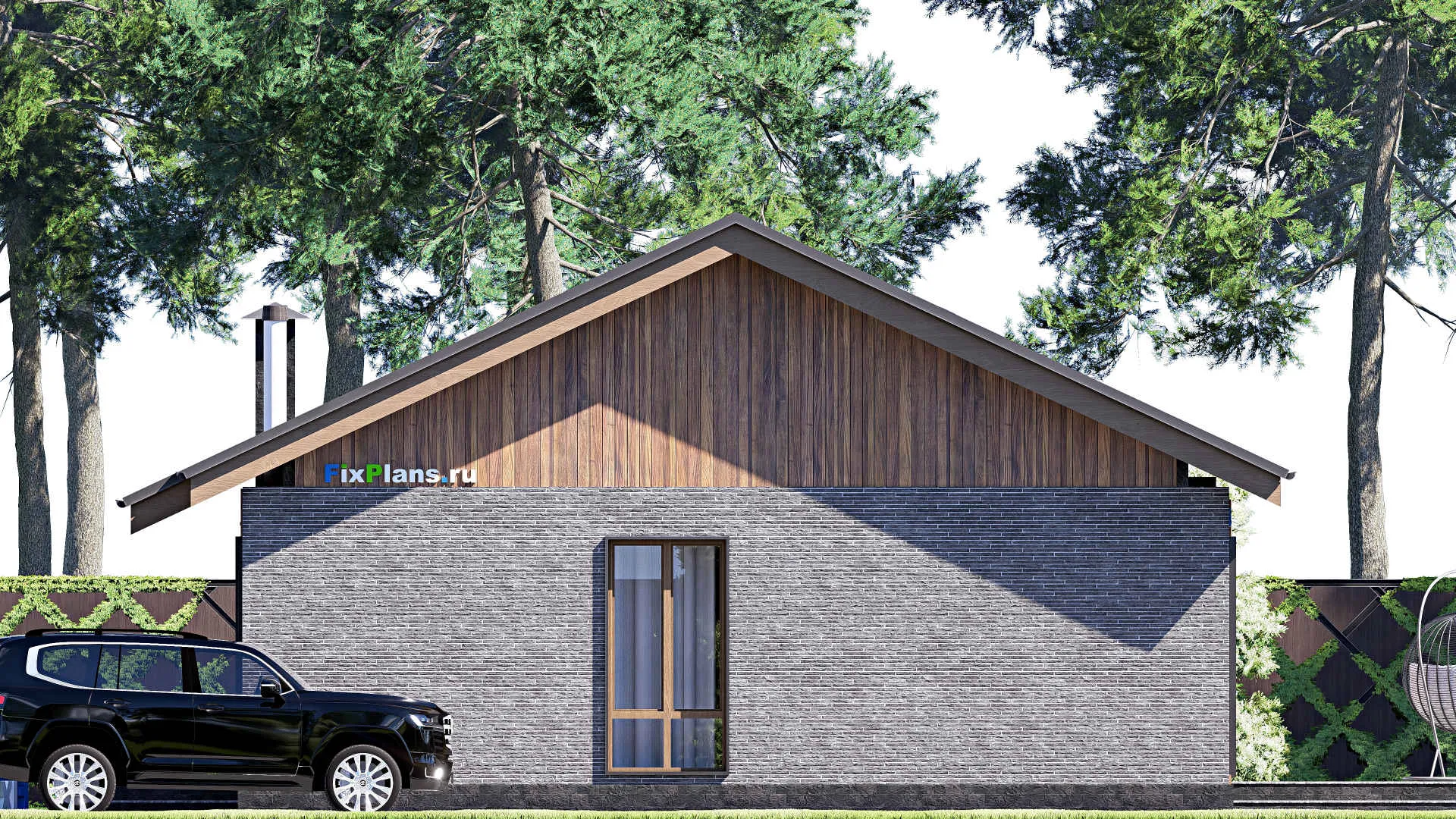 F-19169 - Проект одноэтажного дома 15 на 19, площадью 170 м² с террасой и 3 спальнями