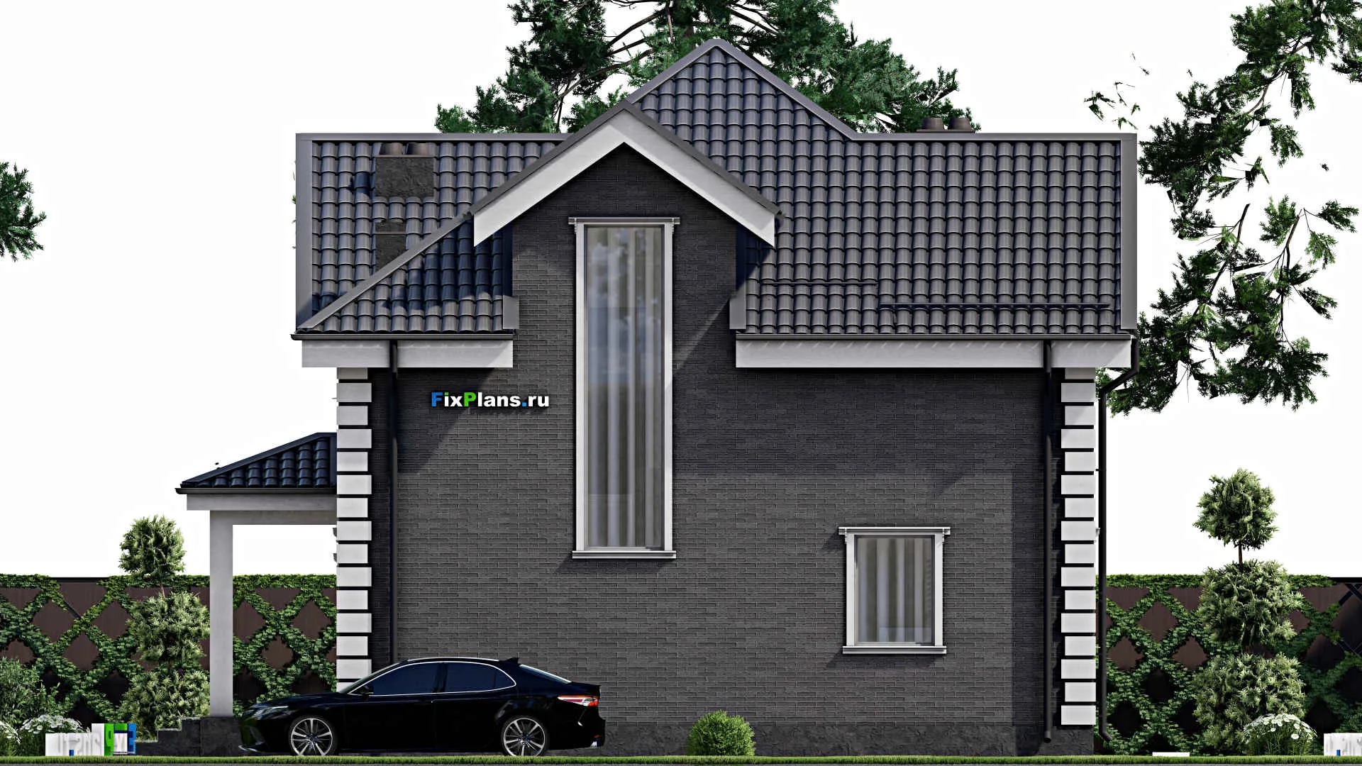 F-4526 - Проект дома с мансардой 10 на 10, площадью 150 м² с баней и 3 спальнями