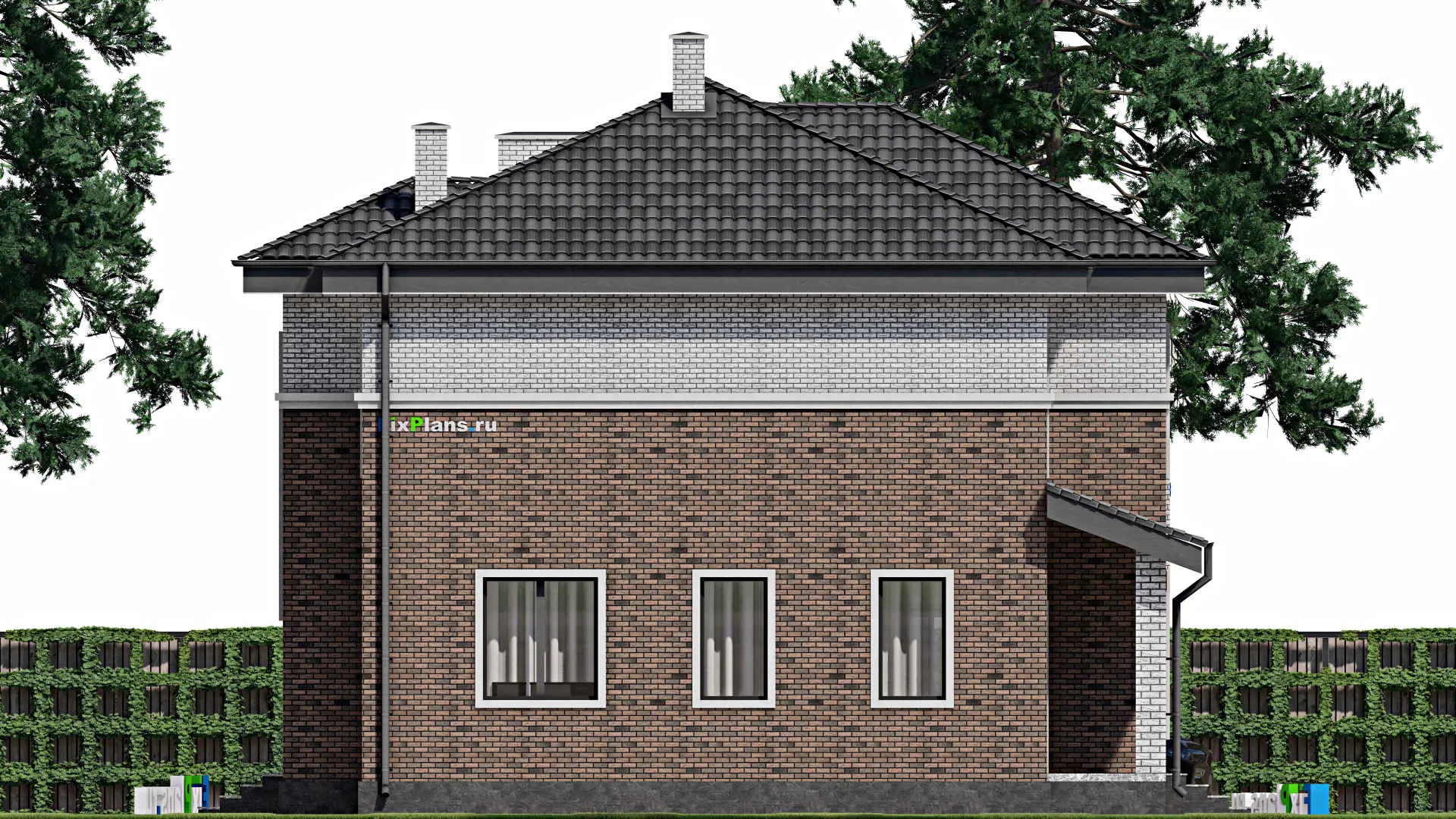 F-1637 - Проект двухэтажного дома 11 на 15, площадью 160 м² с террасой и 4 спальнями