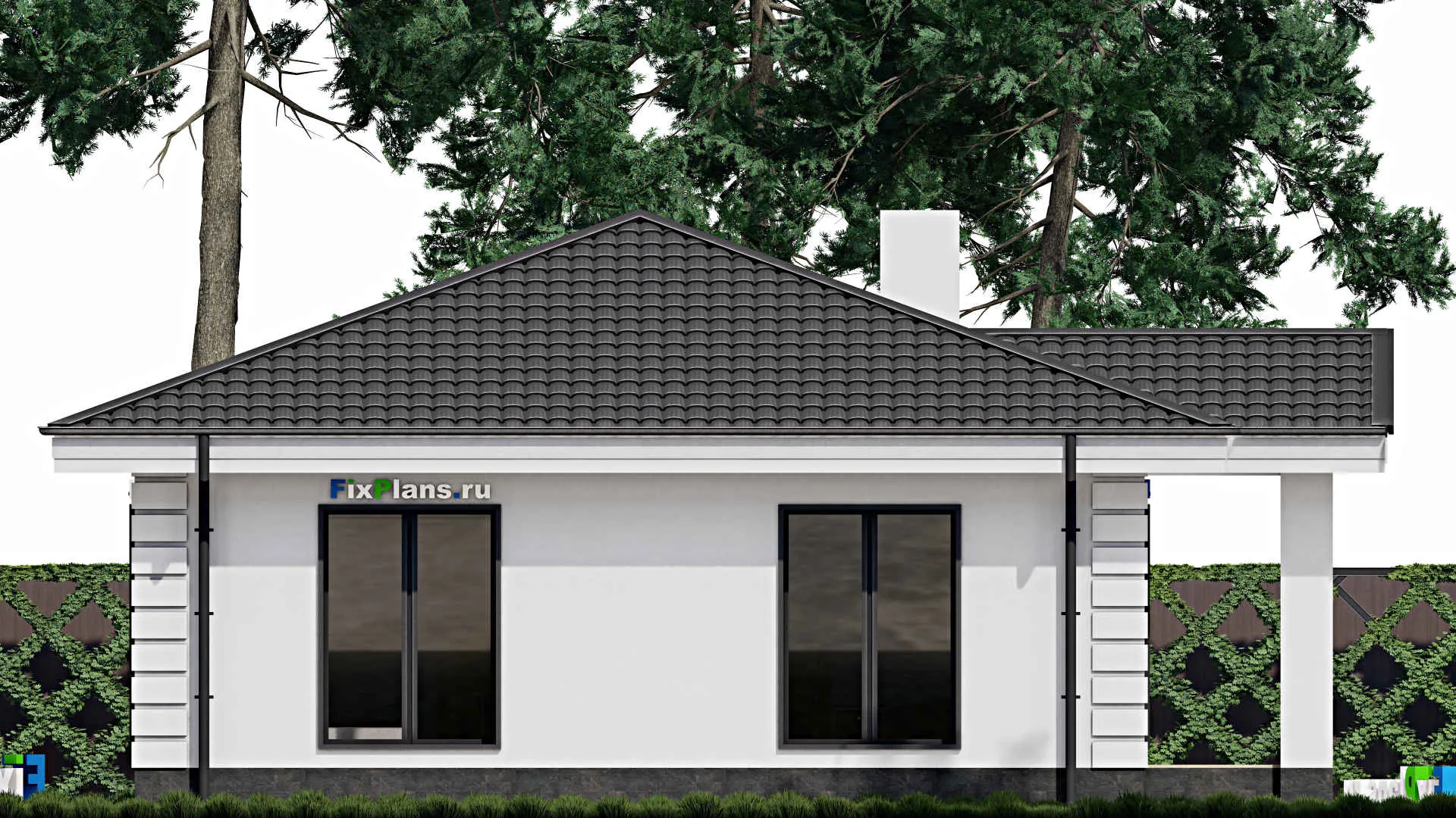 F-0728 - План одноэтажного дома 10 на 12, площадью 90 м² с 2 спальнями