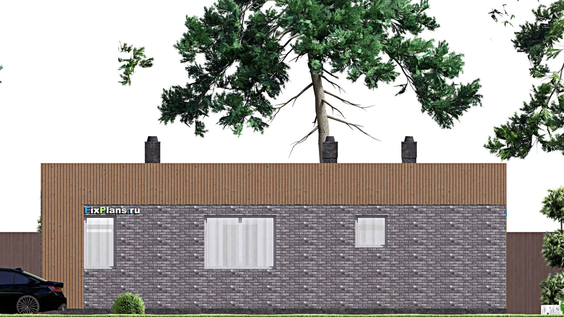 F-15083 - Проект бани 8 на 13, площадью 80 м² с комнатой отдыха, терассой и санузлом