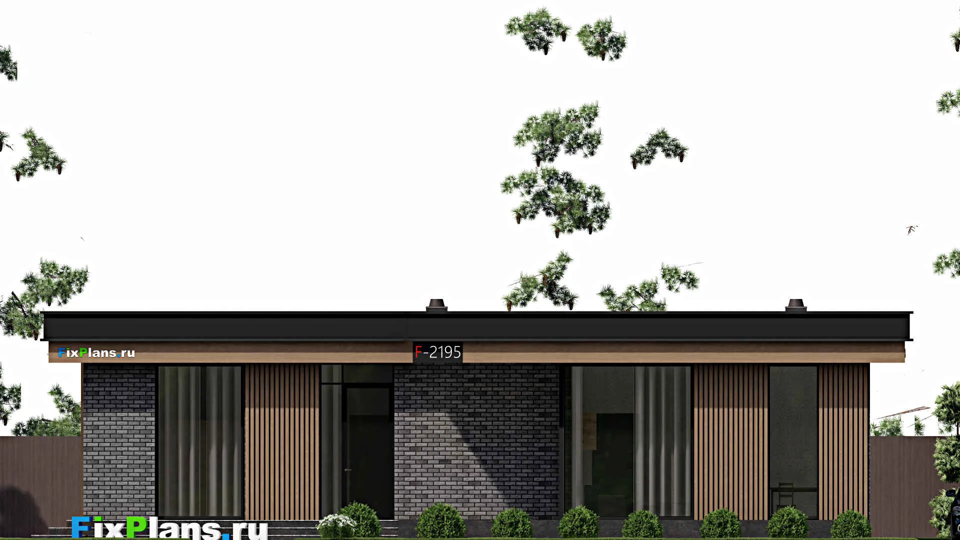 F-2195 - Проект одноэтажного дома 15 на 16, площадью 200 м² с 3 спальнями