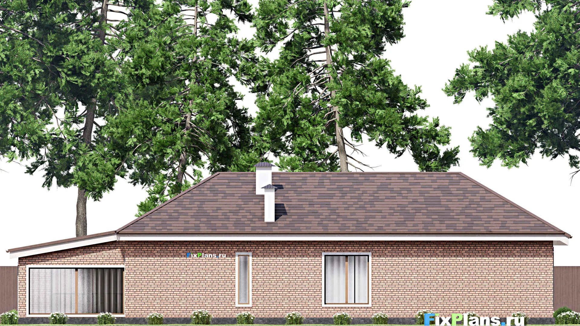 F-14273 - Проект одноэтажного дома 16 на 22, площадью 240 м² с террасой и 4 спальнями