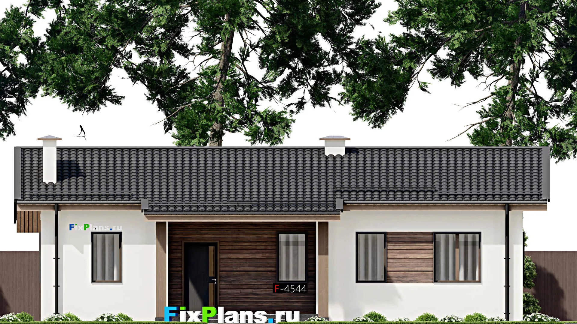 F-4544 - План одноэтажного дома 10 на 14, площадью 140 м² с террасой и 3 спальнями