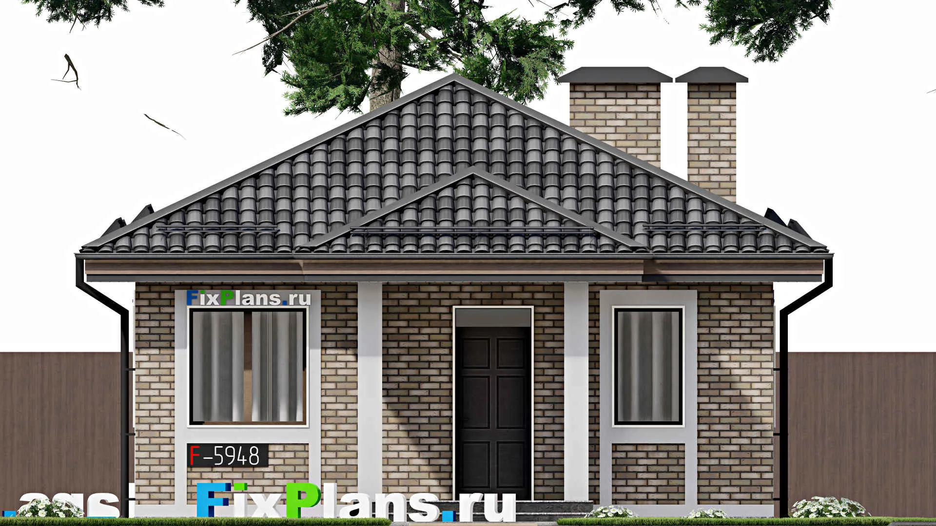 F-5948 - Проект одноэтажного дома 8 на 12, площадью 80 м² с 2 спальнями