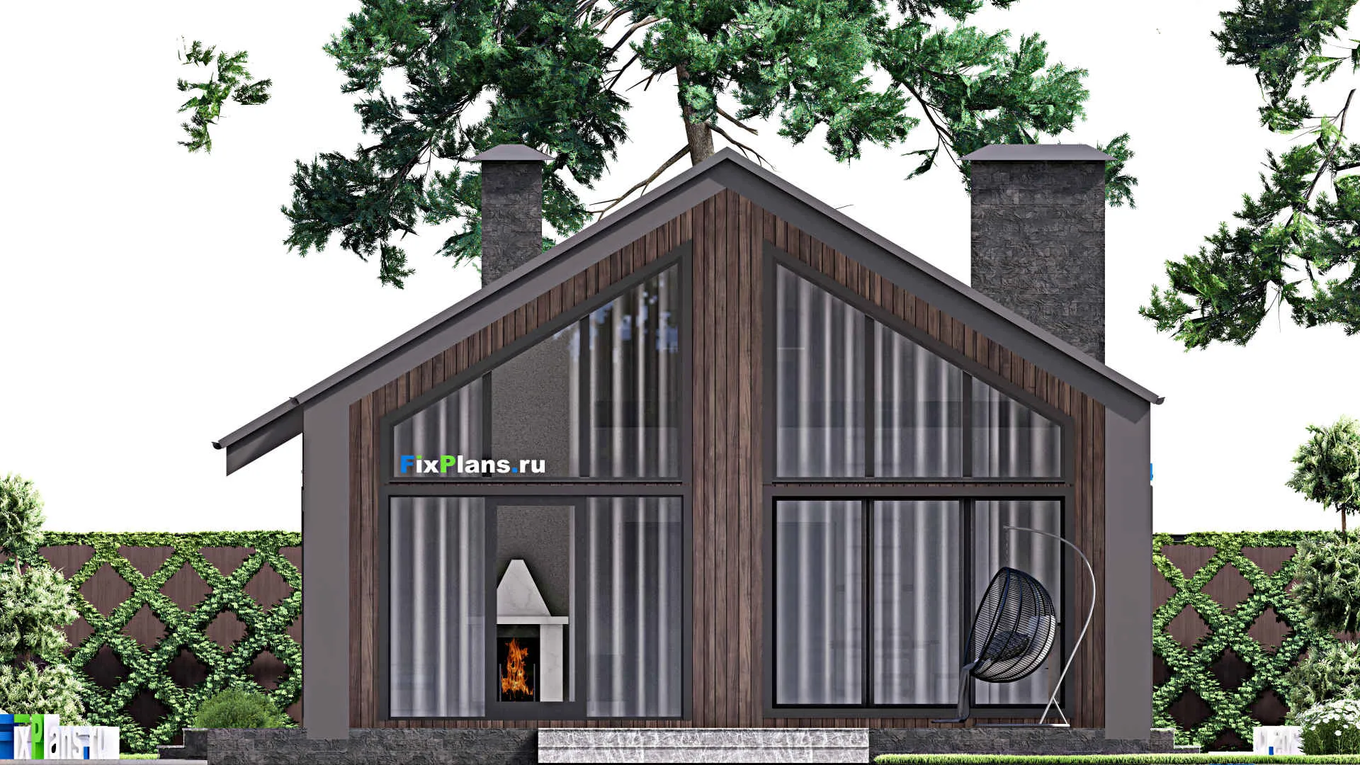 F-12968 - Проект одноэтажного дома 10 на 19, площадью 150 м² с террасой и 2 спальнями