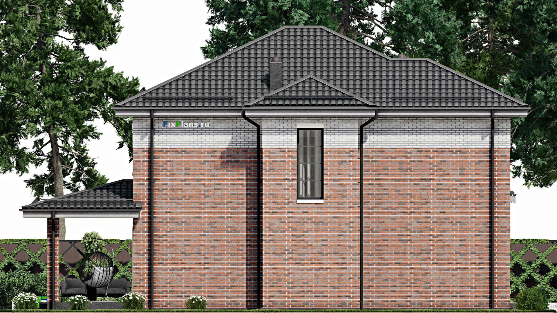 F-2942 - Проект двухэтажного дома 12 на 13, площадью 200 м² с террасой и 4 спальнями