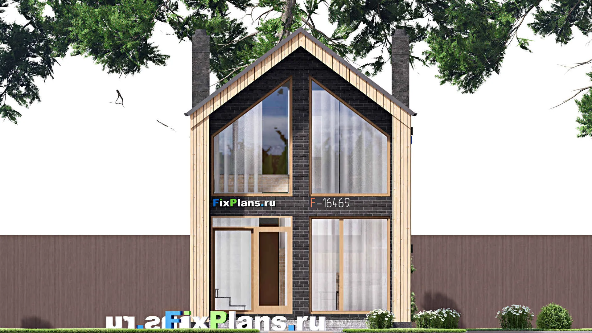 F-16469 - Планы двухэтажного дома 6 на 9, площадью 70 м² с 2 спальнями