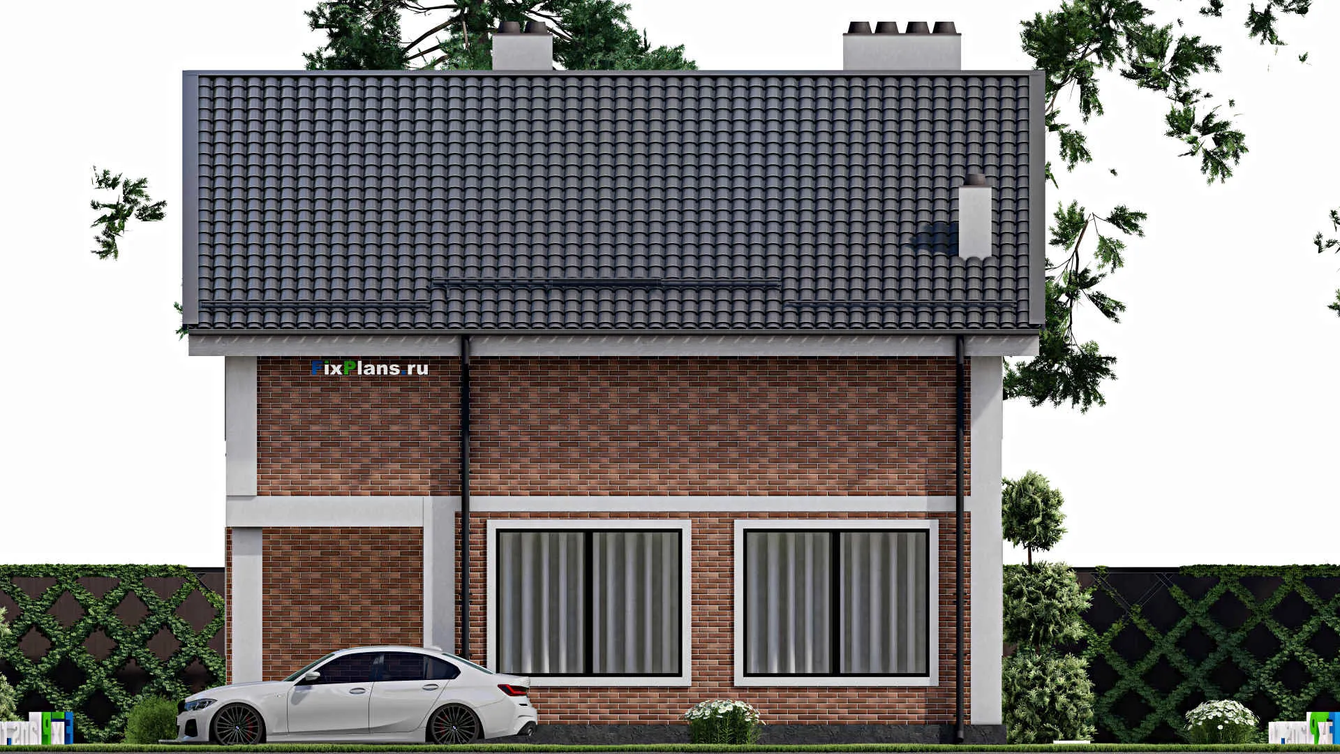 F-4292 - Проект дома с мансардой 11 на 14, площадью 180 м² с террасой и 5 спальнями