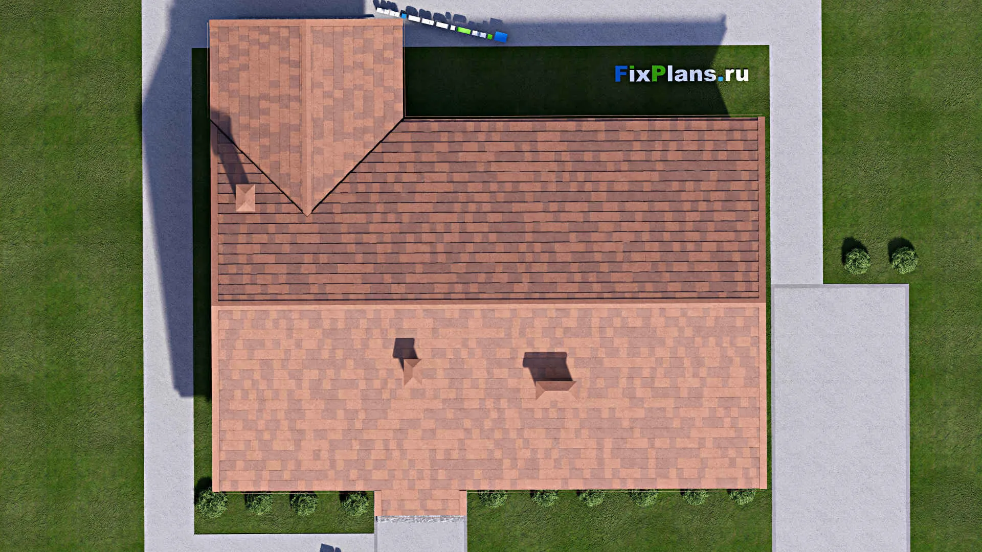 F-14390 - Проект одноэтажного дома 14 на 16, площадью 130 м² с террасой и 3 спальнями