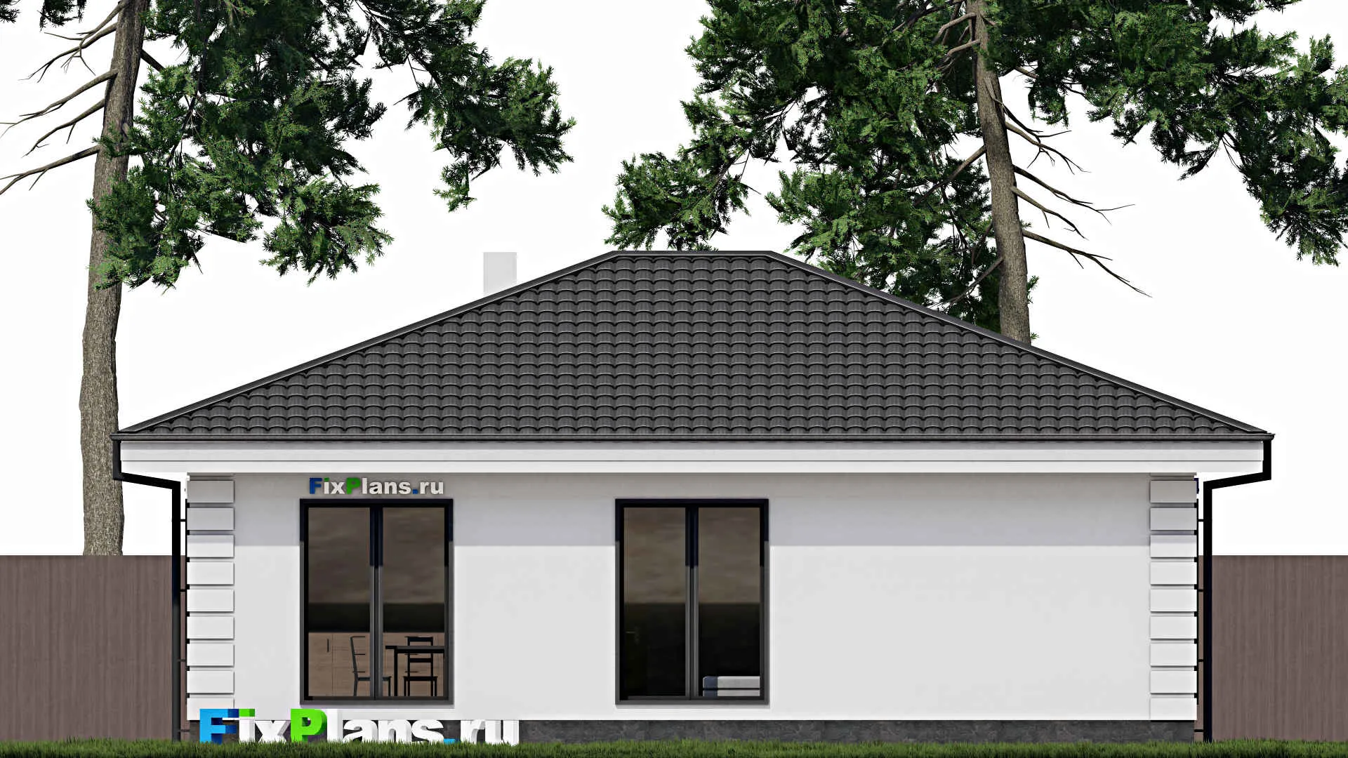 F-0728 - План одноэтажного дома 10 на 12, площадью 90 м² с 2 спальнями